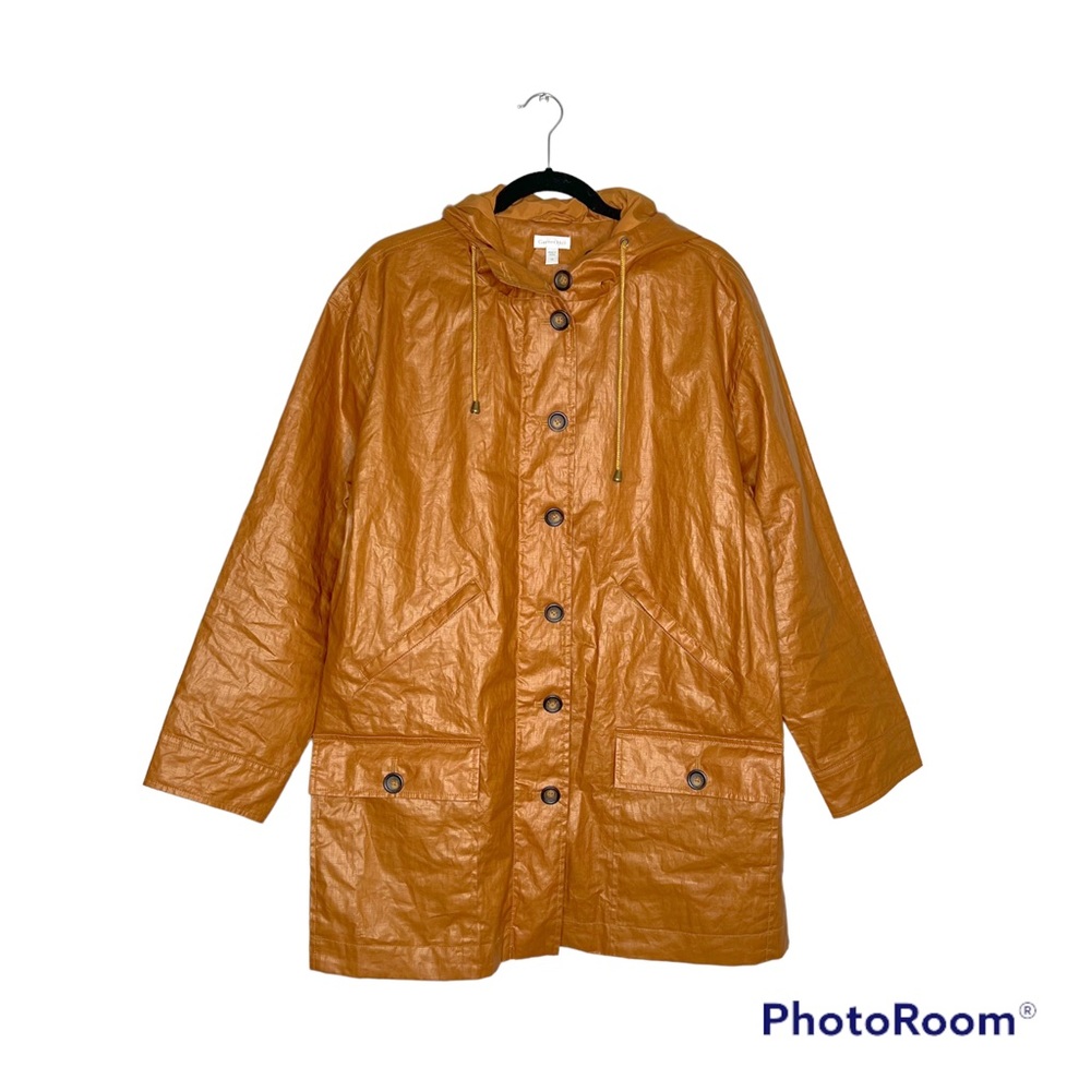 Garnet Hill Coated Linen Hooded Jacket Size 10